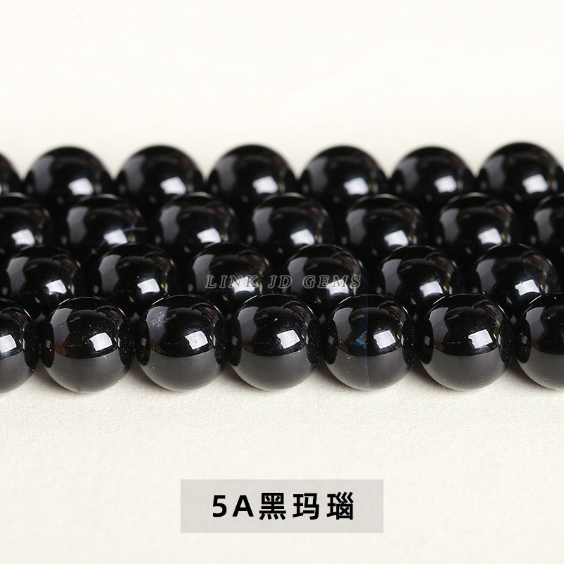 Black agate loose beads DIY jewelry accessories