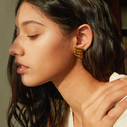 18k gold stainless steel rhinestone earrings