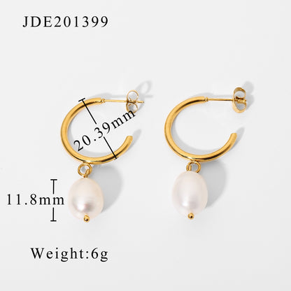Stainless Steel Natural Bead Earrings