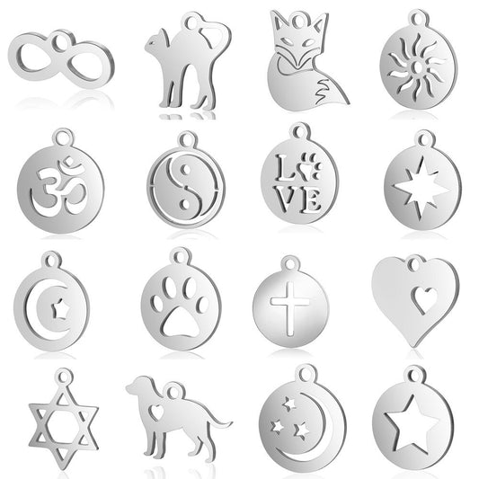 10 piezas/colgante de luna, estrella y sol con forma de corazón para yoga 