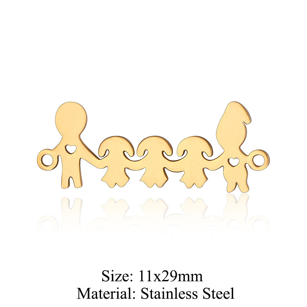 5 pcs/titanium steel jewelry pendant family baby feet