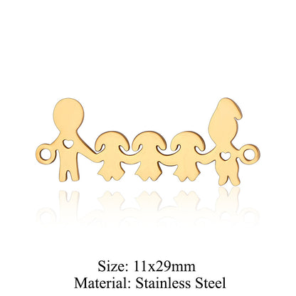 5 pcs/titanium steel jewelry pendant family baby feet