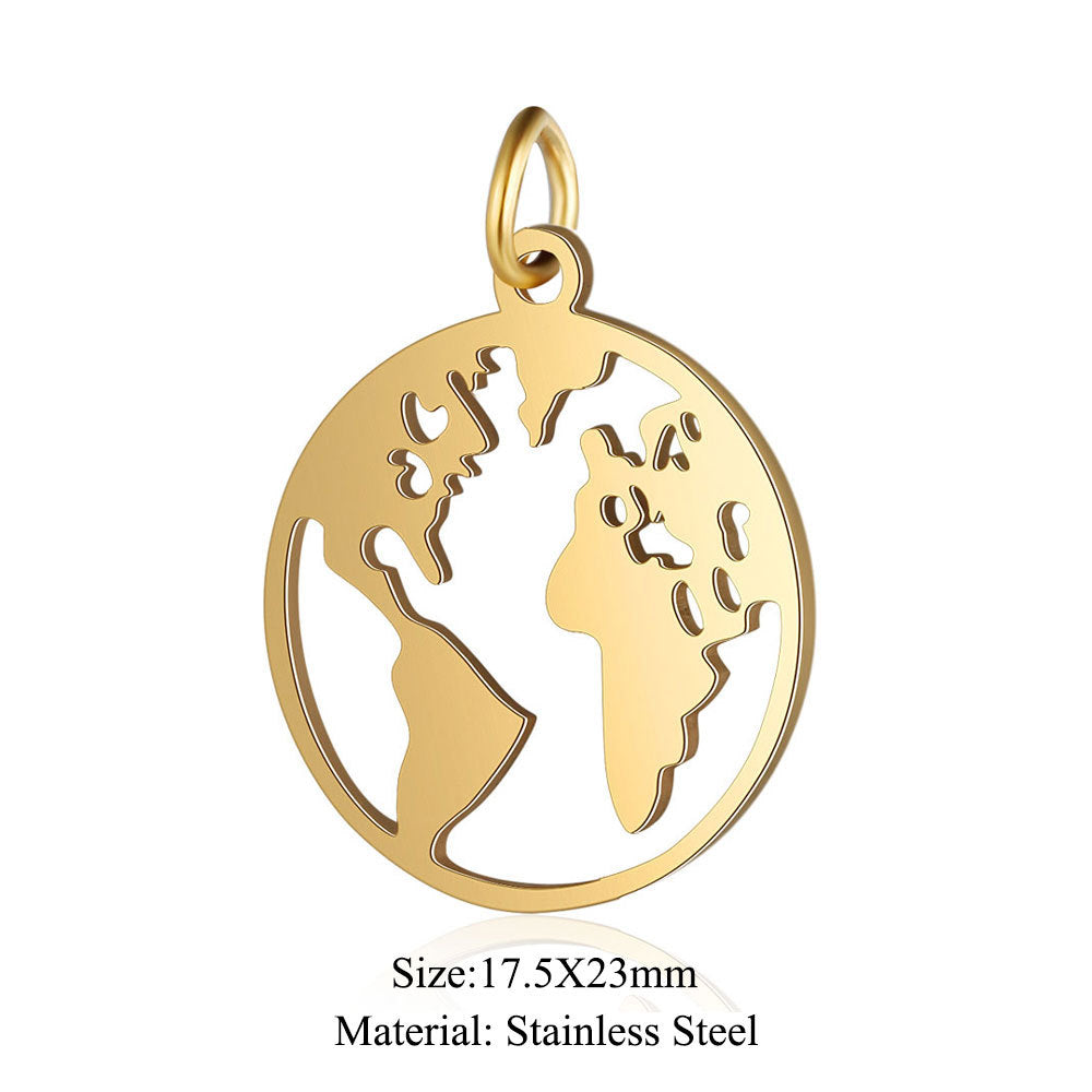 5 pcs/titanium steel jewelry map pineapple pendant accessories