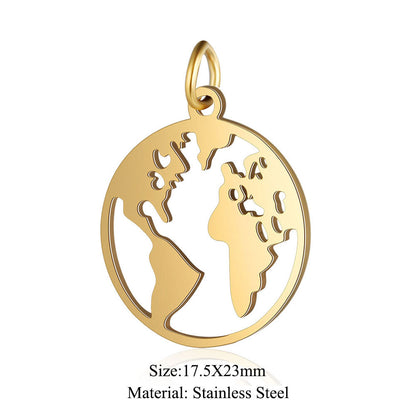 5 pcs/titanium steel jewelry map pineapple pendant accessories