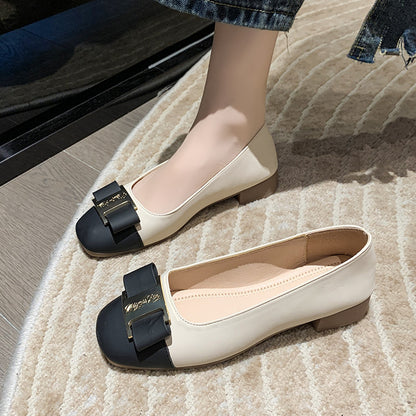 Color matching French medium heel high heels