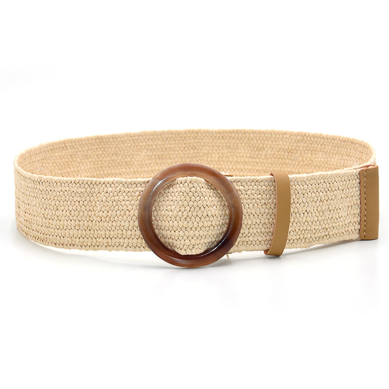 Grass braided women's belt elastic