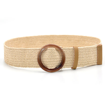 Grass braided women's belt elastic