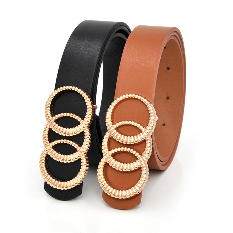 Circle buckle women's belt Korean version