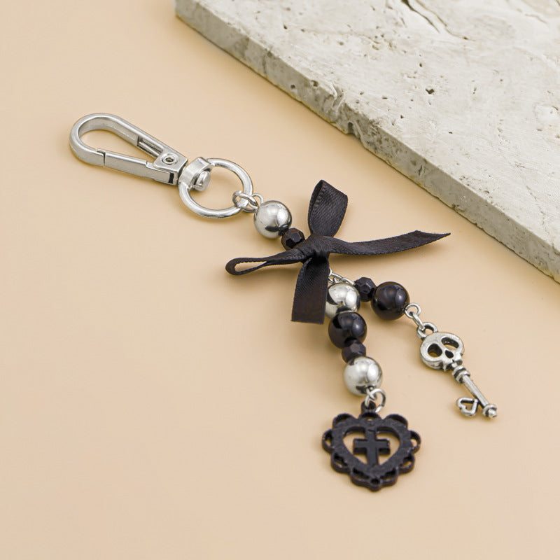 Keychain alloy glass bead pendant