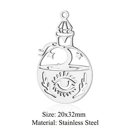 5 pcs/bag witch hat titanium steel eye pendant