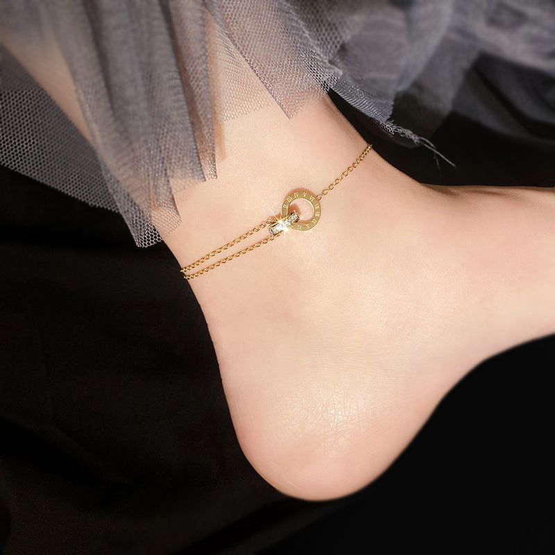 Gourd love titanium steel anklet