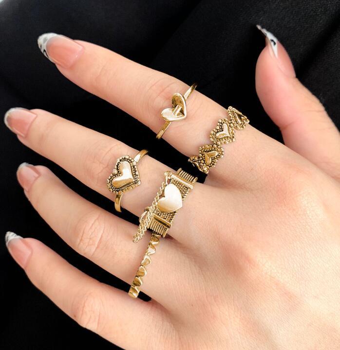 Geometric Chain Love Ring Set