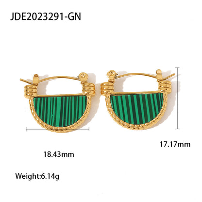 Shell/White Mother-of-Pearl/Green Malachite Earrings
