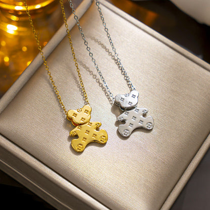 Colar de urso 2023, elegante aço titânio, sem desbotamento 