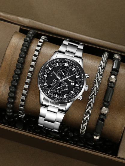 Alloy Watch Crown Beaded Turquoise Set