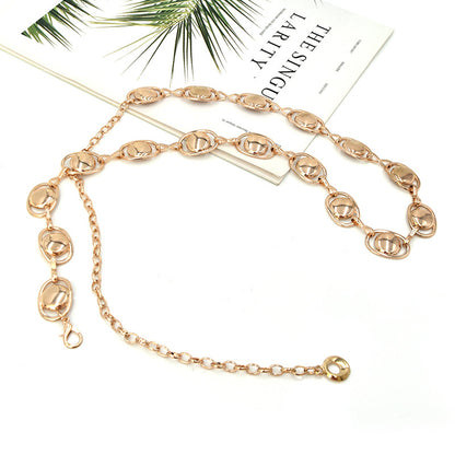 Hollow carved retro waist chain