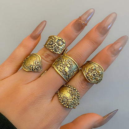 Anillo abierto con estampado de café con leche vintage 