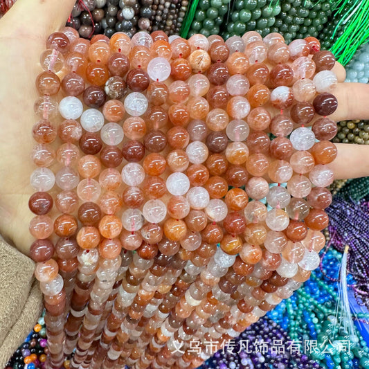 4-10MM natural stone red rabbit hair round beads loose beads