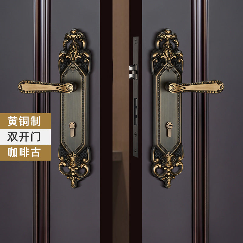 Brass door lock door lock handle