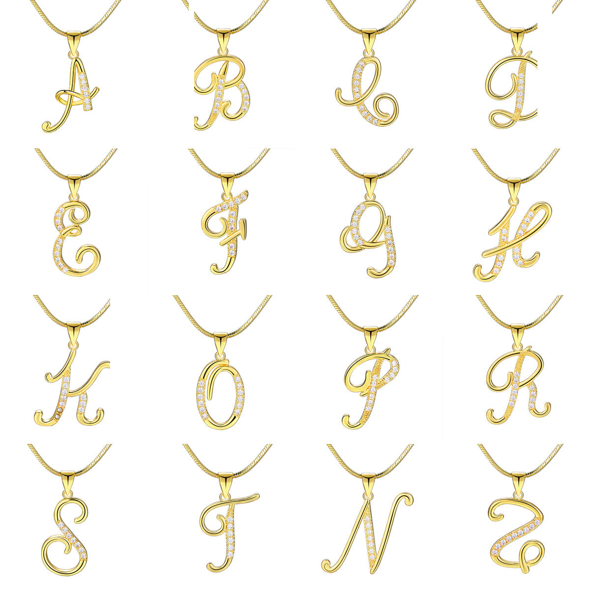 European and American 26 letters gold necklace
