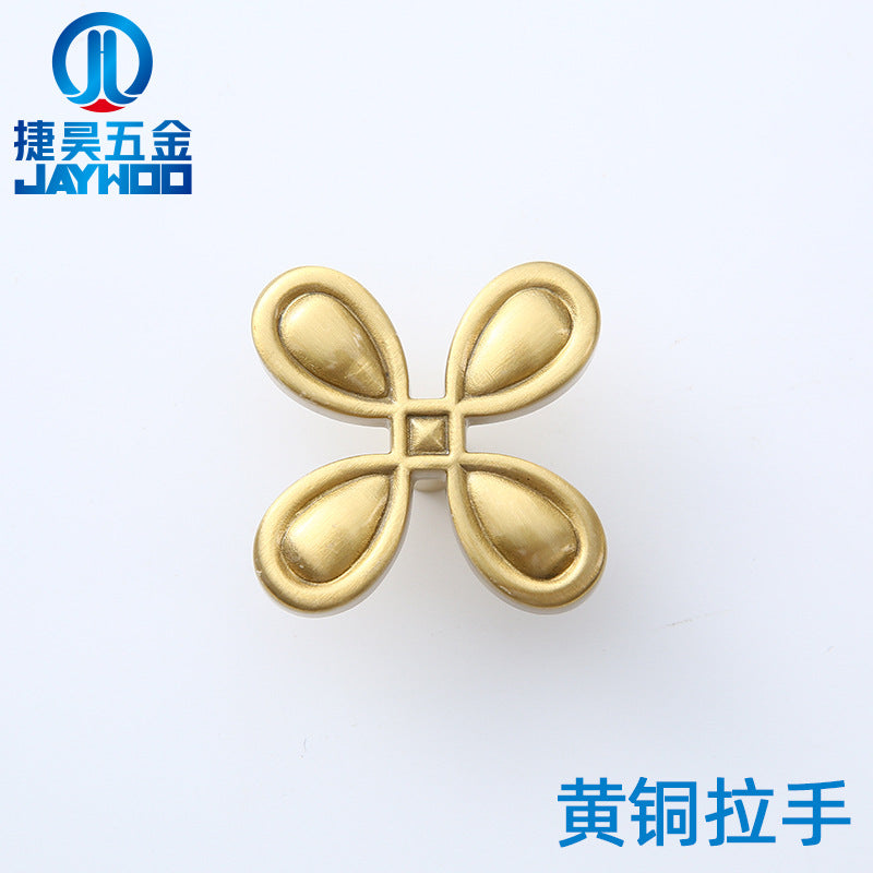 Four-leaf clover brass handle, hardware furniture