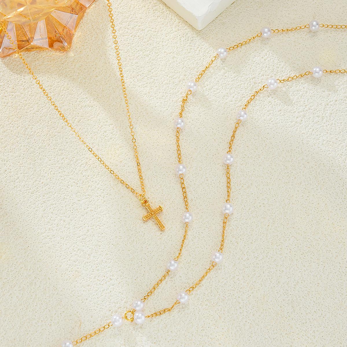 Sexy Pearl Tassel Cross Necklace