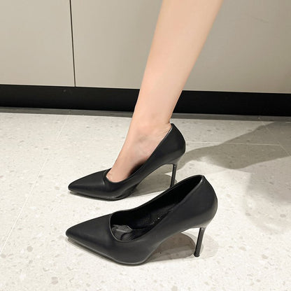 Thin heel pointed high heels women