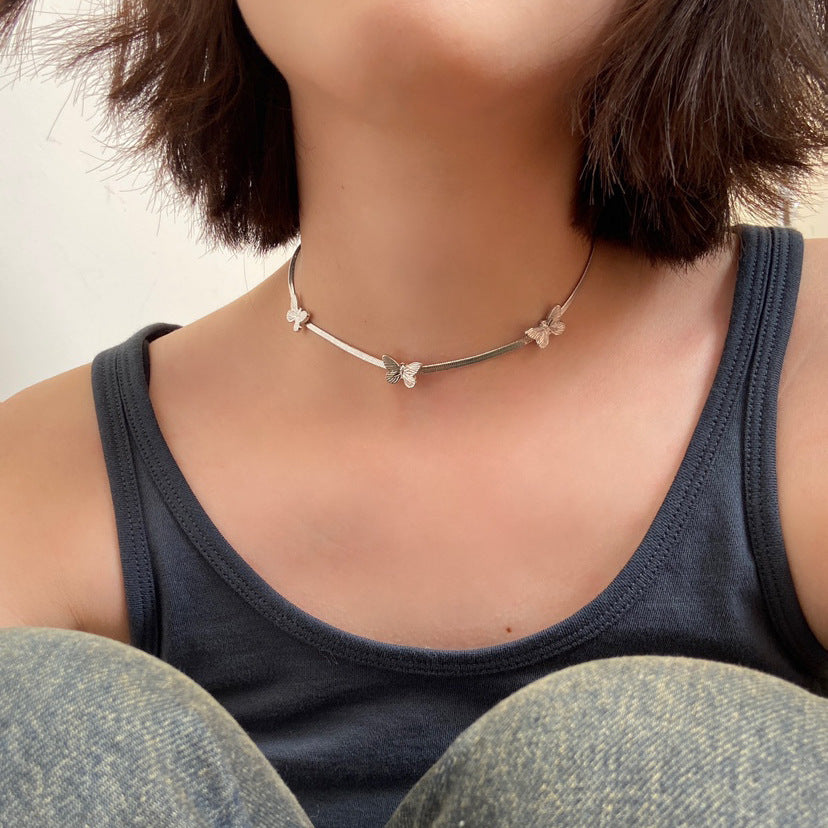 Women's Non-Fading Titanium Steel Butterfly Collarbone Necklace