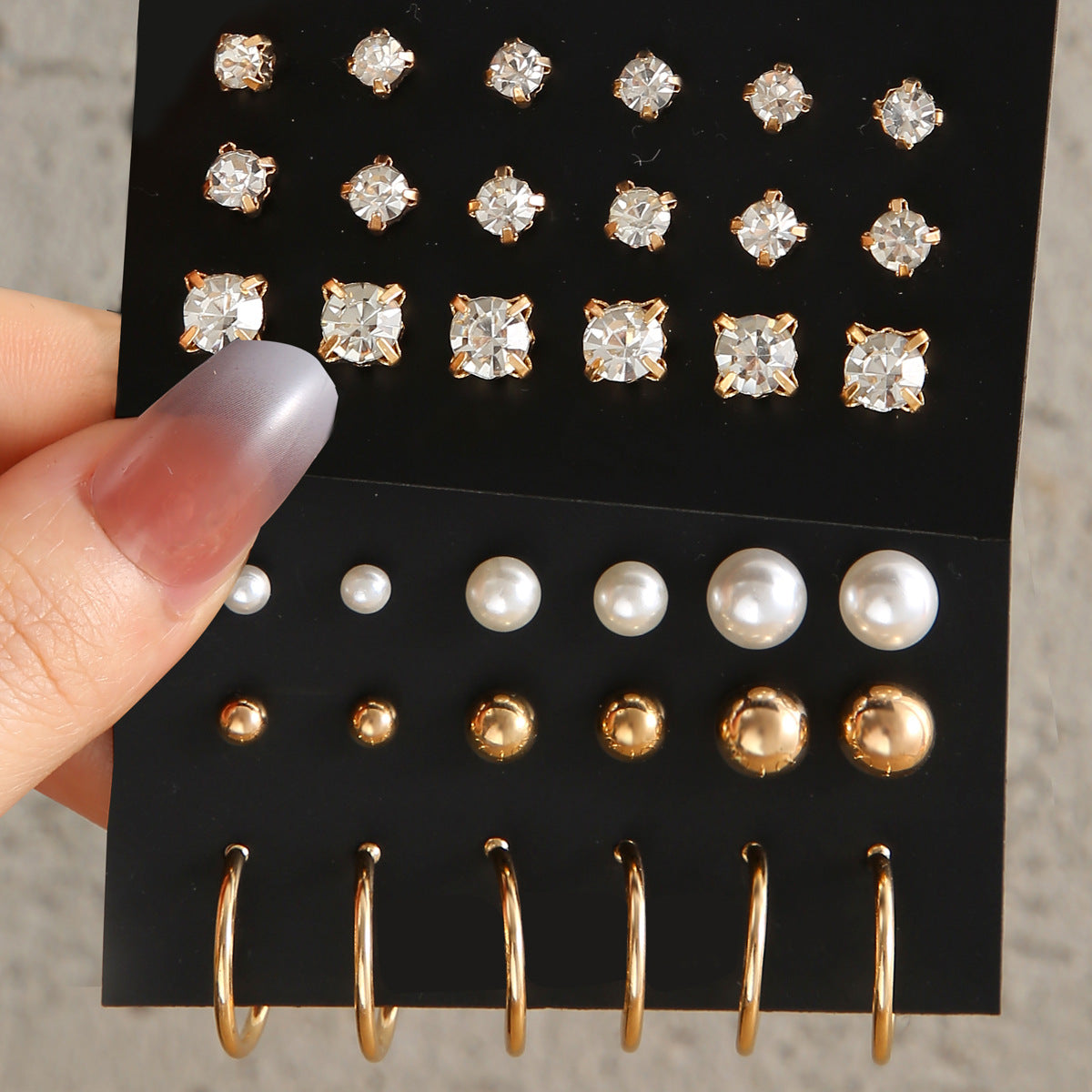 Rhinestone & Pearl Stud Earrings