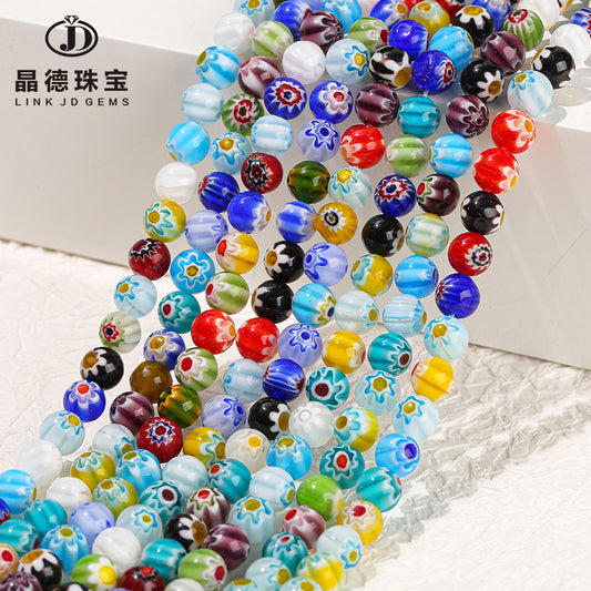Pulsera de cuentas redondas con flores esmaltadas de mil flores 