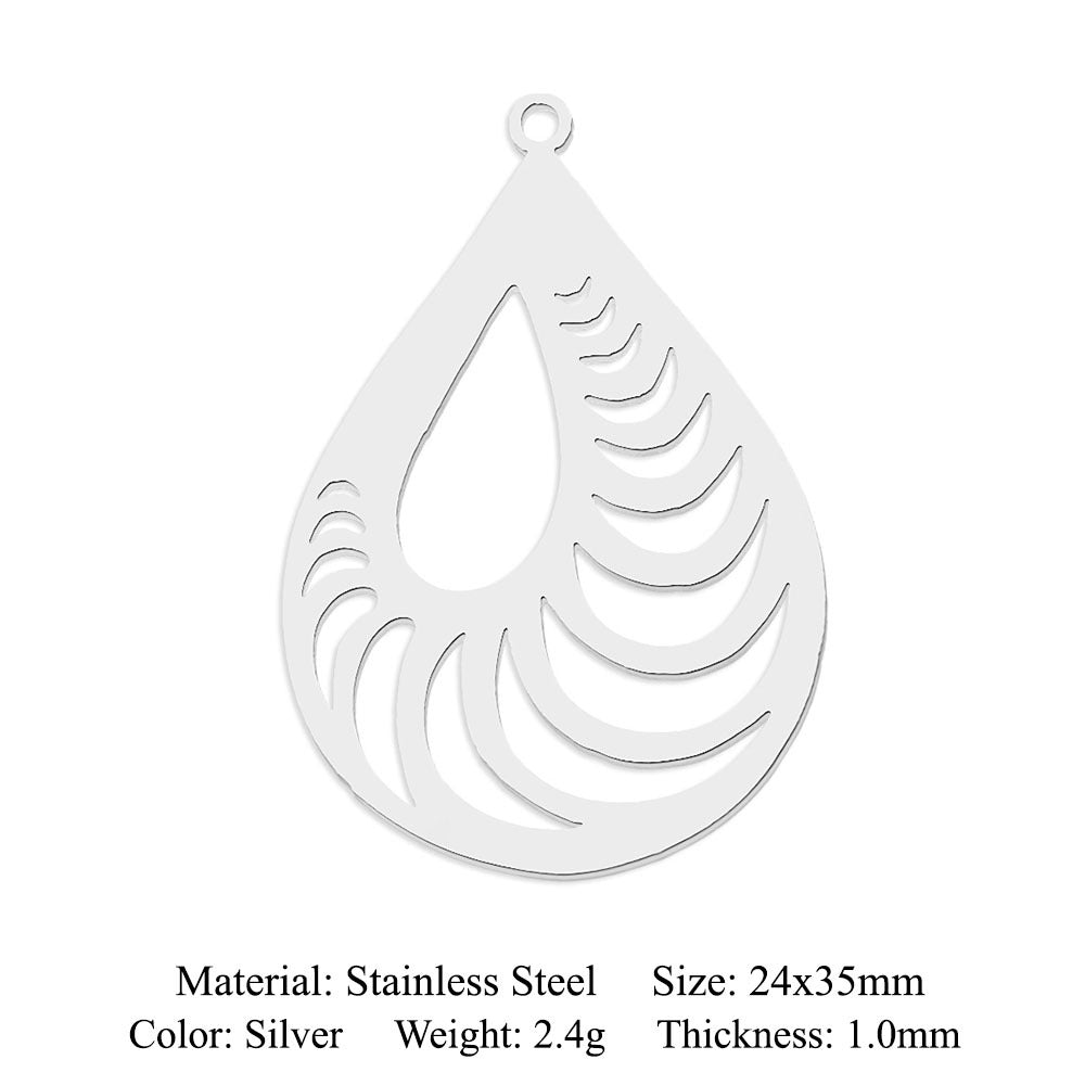 5 pcs/pack geometric square titanium steel pendant ginkgo biloba DIY