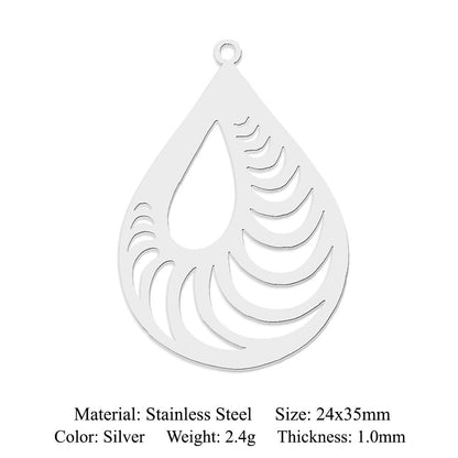 5 pcs/pack geometric square titanium steel pendant ginkgo biloba DIY