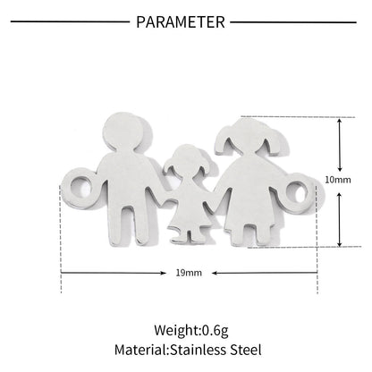 20 pcs/bag boy girl family titanium steel d pendant