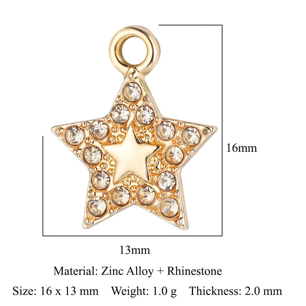 Paquete de 5 colgantes de aleación de zinc con forma de estrella, luna y sol 