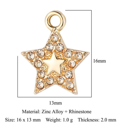 Paquete de 5 colgantes de aleación de zinc con forma de estrella, luna y sol 