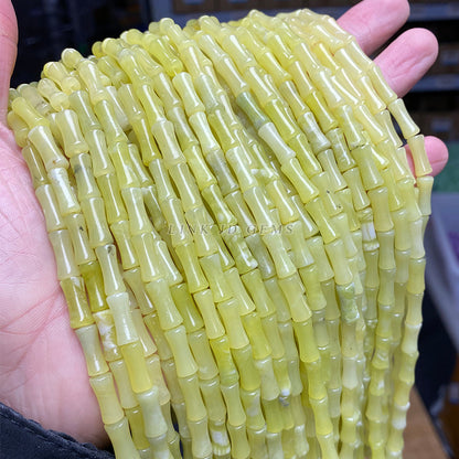 5 * 12 mm Cuentas sueltas de bambú con topacio limón 
