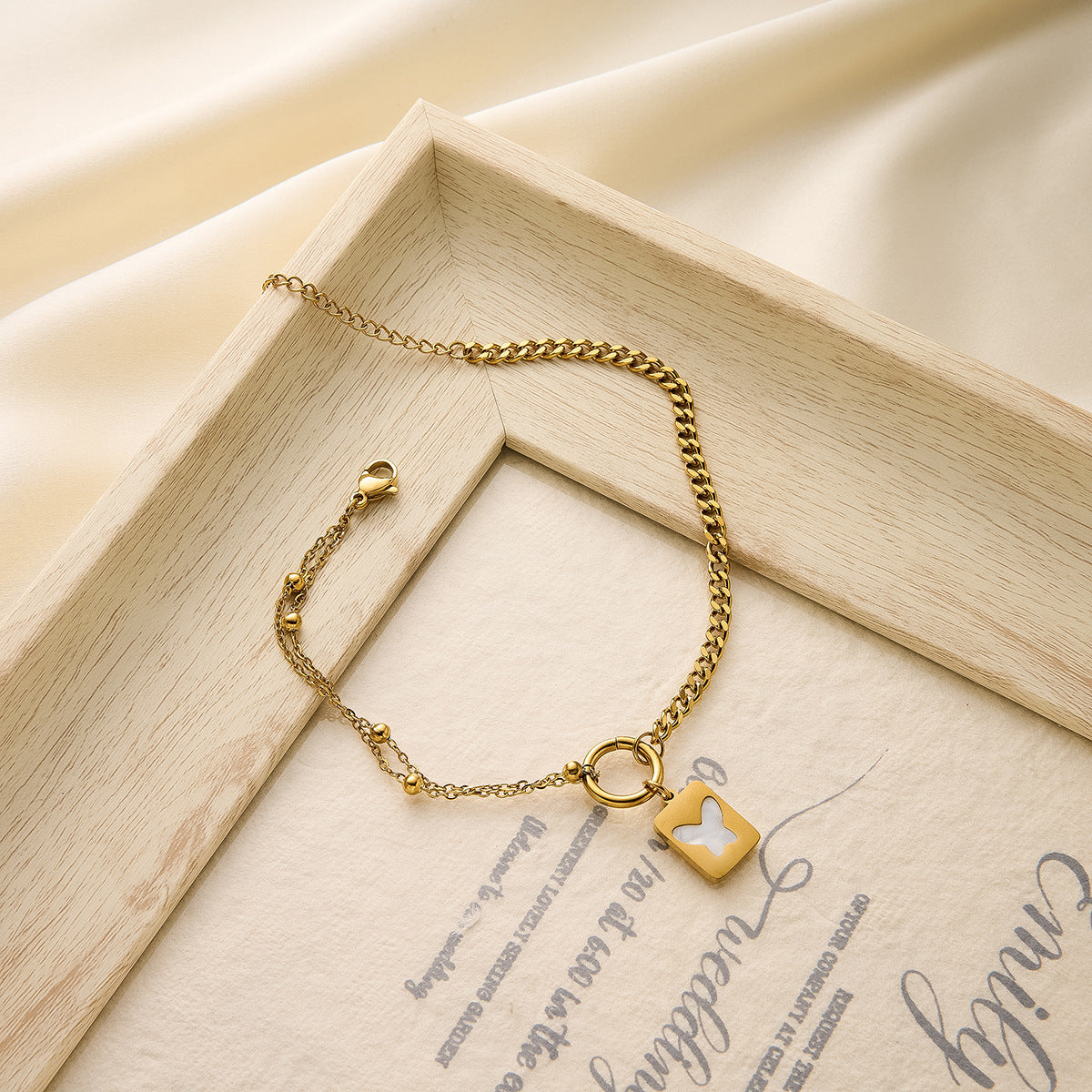 Titanium Steel Butterfly Shell Anklet