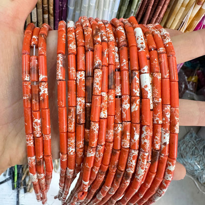 4*13MM natural stone crystal cylindrical spacer beads