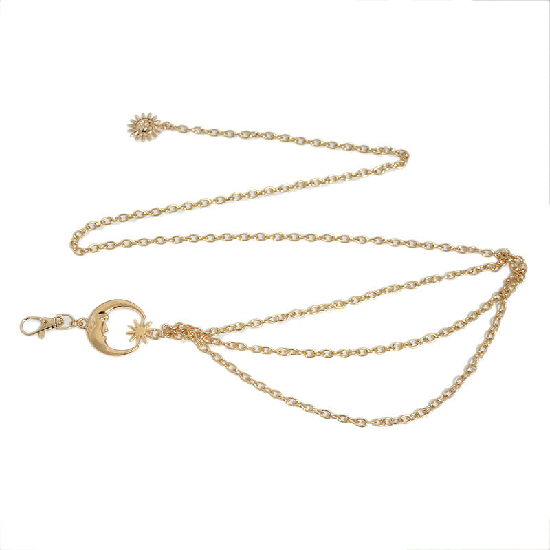 Sun Moon Buckle Decorative Metal Chain Waist Chain