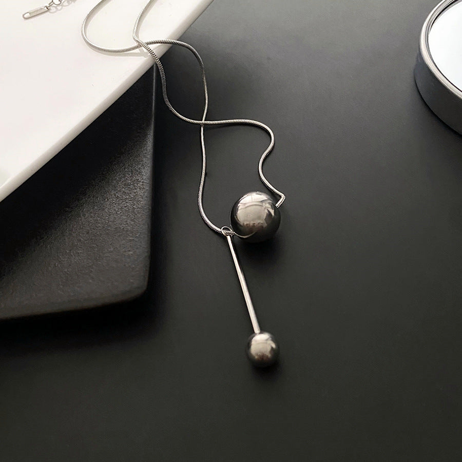Gold Titanium Ball Necklace, Minimalist Design, Women’s Fashion