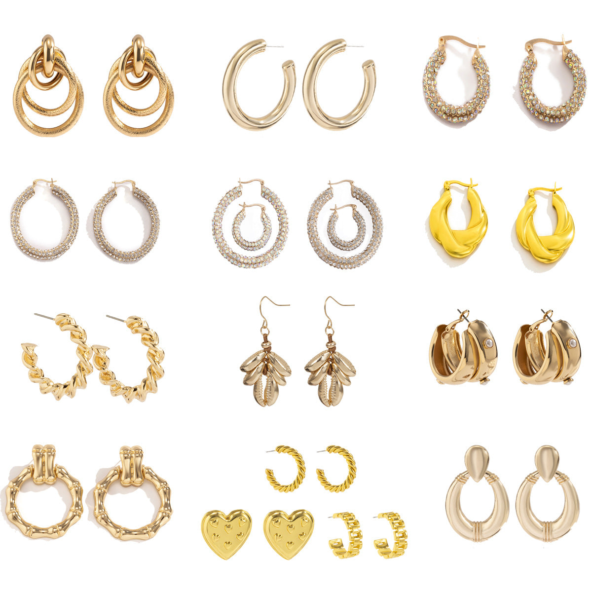 Pendientes vintage con forma de botón 
