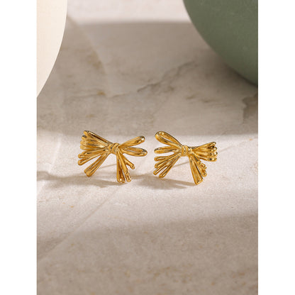 16k gold bow earrings for women