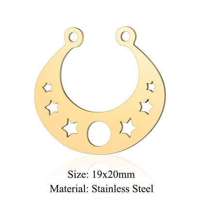 Colgante de acero de titanio con hexagrama y pentagrama, paquete de 5 unidades 