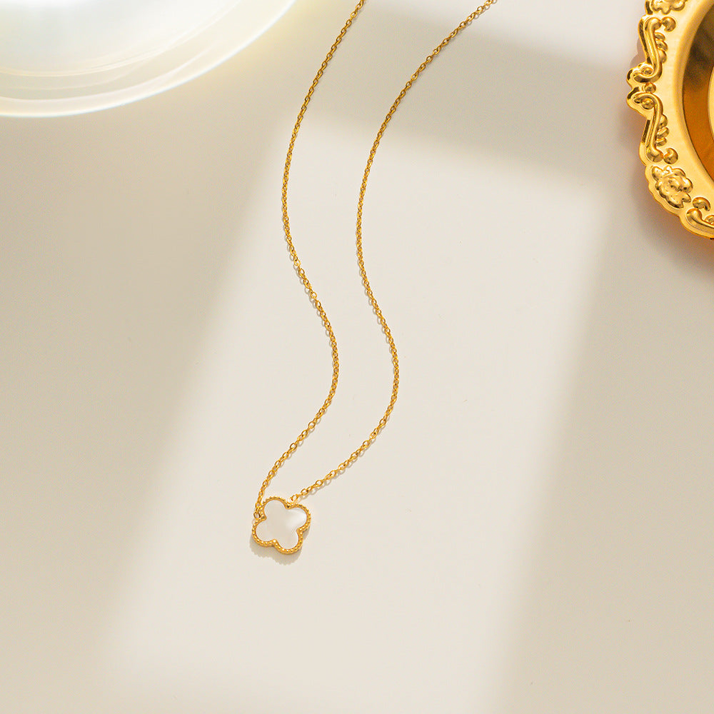 Classic Korean Double-sided Clover Necklace, Non-fading