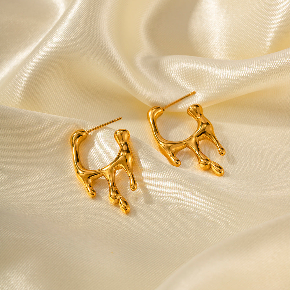18k gold stainless steel liquid earrings