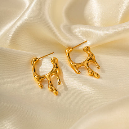 18k gold stainless steel liquid earrings