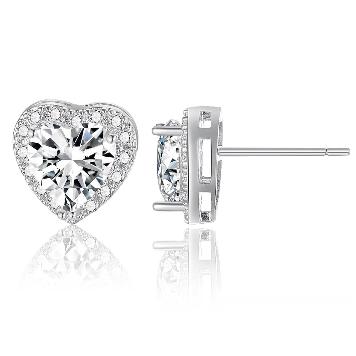 Copper inlaid 5A zircon only loves you stud earrings