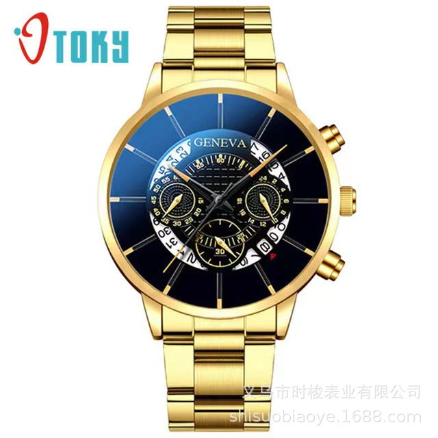 Geneva Three-Eye Mens Watch Steel Band Business