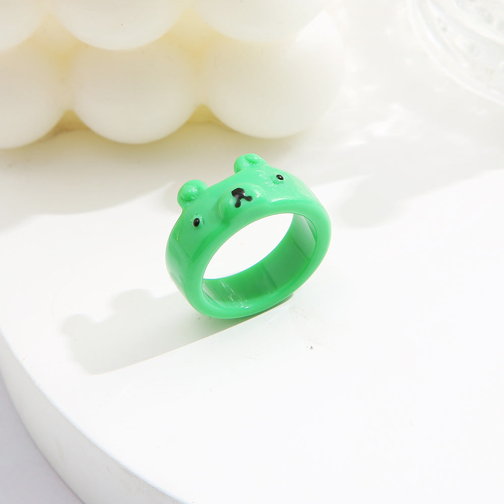 Cute Cartoon Frog Resin Ring