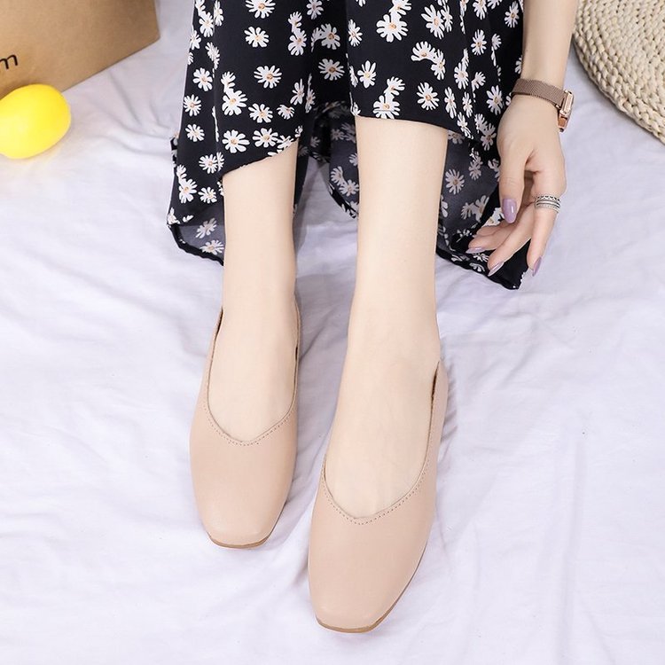Casual square head shallow mouth flat shoes wholesale